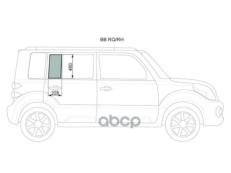 Стекло форточки (Сзади/ Справа/ Цвет зеленый) Great Wall Hover M2 13-14 / Scion xB 03-06 XYG арт. BB RQ/RH