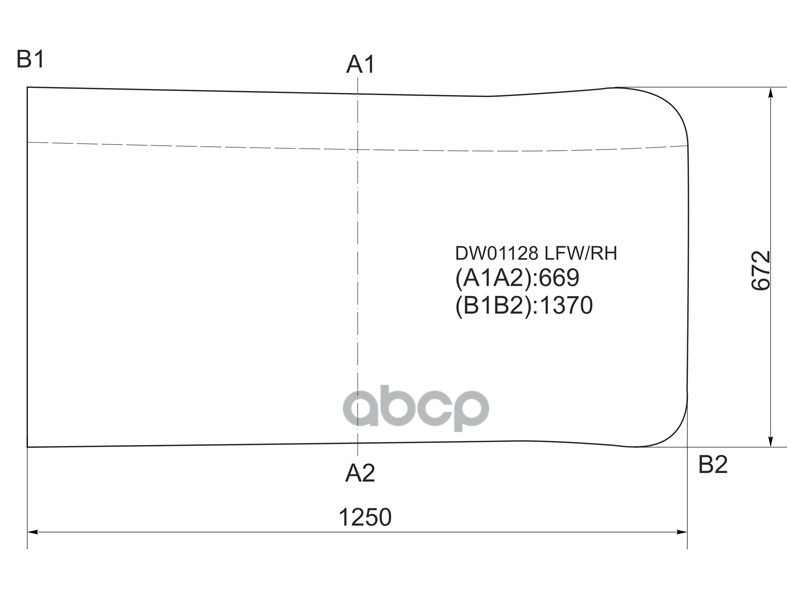 Стекло лобовое (Правое) International 9800 91- XYG арт. DW01128 LFW/RH