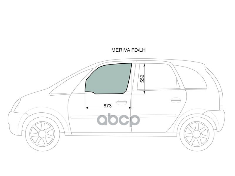 Стекло боковое опускное (Спереди/ Слева/ Цвет зеленый) Chevrolet Meriva 04-12 / Opel Meriva 03-10 XYG арт. MERIVA FD/LH