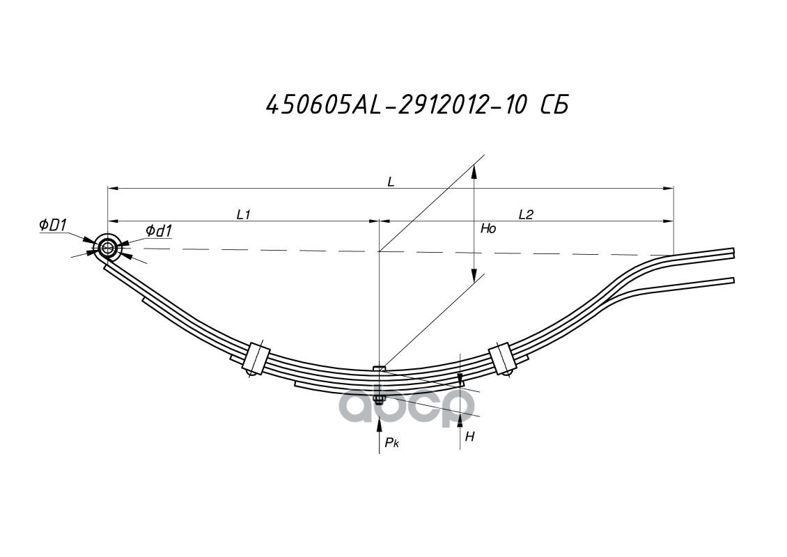 450605AL-2912012-10 Рессора задняя для прицепа AL-KO 5 листов