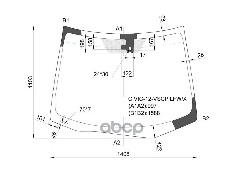 Стекло лобовое (Датчик дождя) Honda Civic 11-17 XYG арт. CIVIC-12-VSCP LFW/X
