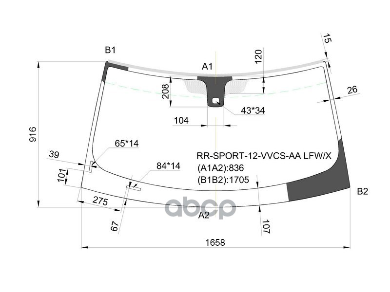 Стекло лобовое (Датчик дождя/ Молдинг/ Универсальное VIN окно) Land Rover Range Rover Sport 09-22 XYG арт. RR-SPORT-12-VVCS-A...