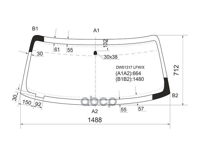 Стекло лобовое Ford Ranger USA 97-00 / Mazda B-Series 98-06 XYG арт. DW01317 LFW/X