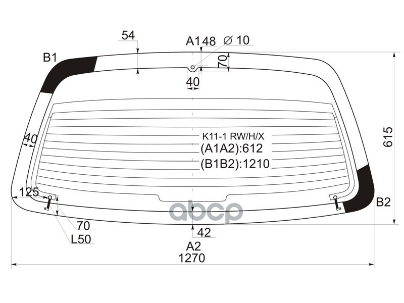 Стекло заднее (Цвет зеленый/ Обогрев) Nissan March 92-02 / Micra 92-03 XYG арт. K11-1 RW/H/X