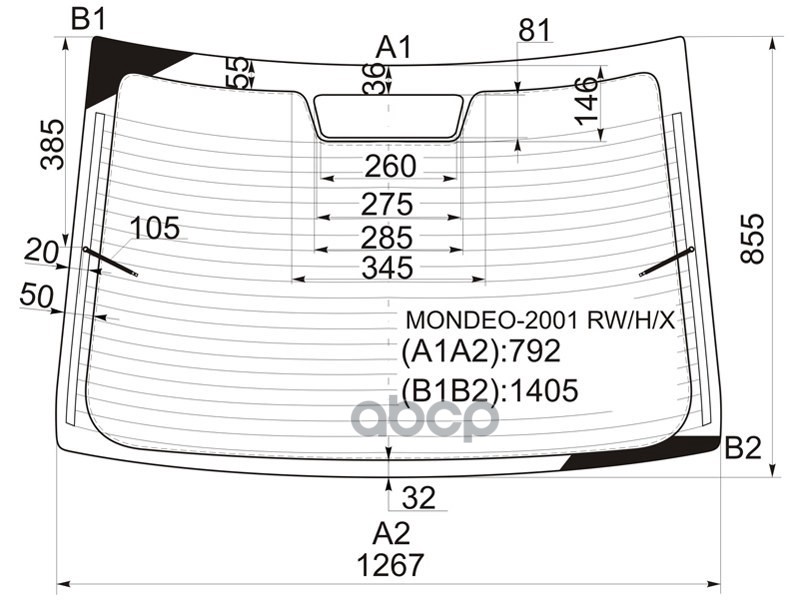 Стекло заднее (Цвет зеленый/ Обогрев/ 4D SED) Ford Mondeo 00-07 XYG арт. MONDEO-2001 RW/H/X