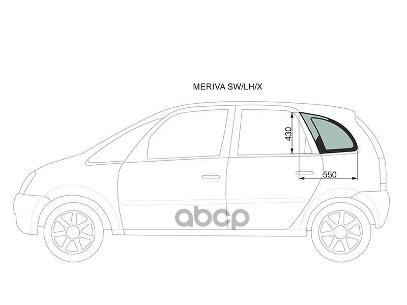 Стекло кузова боковое (не опускное) (Слева/ Цвет зеленый) Chevrolet Meriva 04-12 / Opel Meriva 03-10 XYG арт. MERIVA SW/LH/X