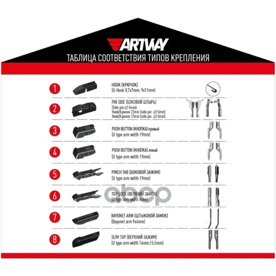 Щетка стеклоочистителя бескаркасная ARTWAY 20