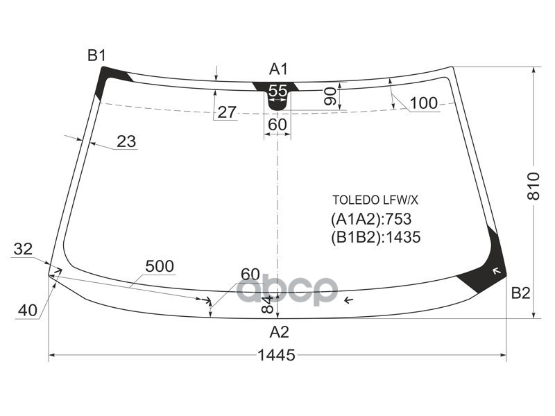 Стекло лобовое Chery Amulet A15 03-12 / SEAT Toledo 91-99 XYG арт. TOLEDO LFW/X