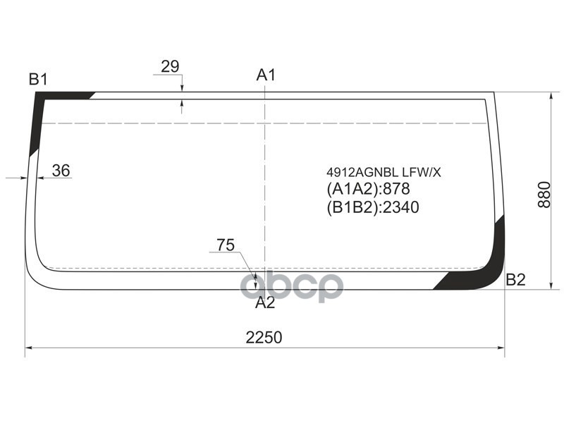 Стекло лобовое (широкая кабина) Man Tga-Series 00-07 / Tgx-Series 07- XYG арт. 4912AGNBL LFW/X