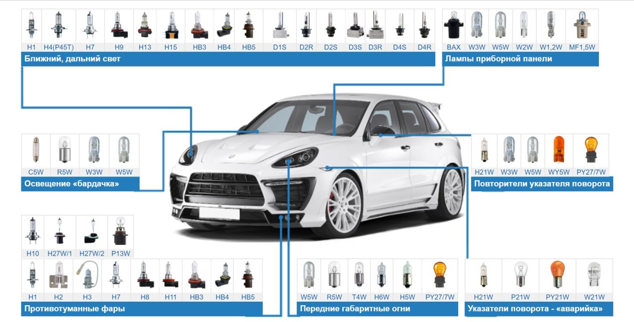Каталог автомобильных ламп - Купить автомобильные лампы с любым цоколем в  интернет магазине автозапчастей W-Parts.ru с доставкой по Москве