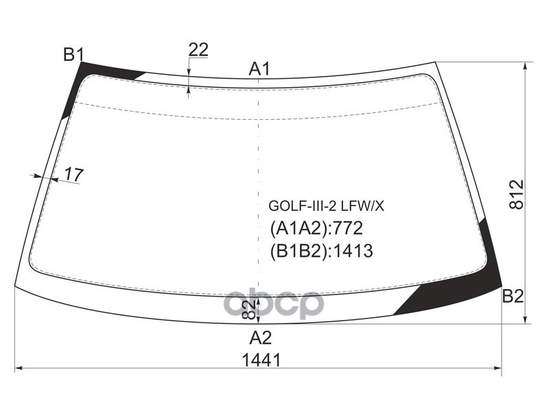 Стекло лобовое Volkswagen Golf 91-99 / Jetta 91-98 XYG арт. GOLF-III-2 LFW/X