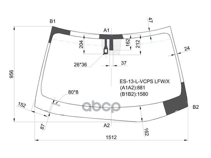 Стекло лобовое (Датчик дождя) Lexus ES 12-18 XYG арт. ES-13-L-VCPS LFW/X