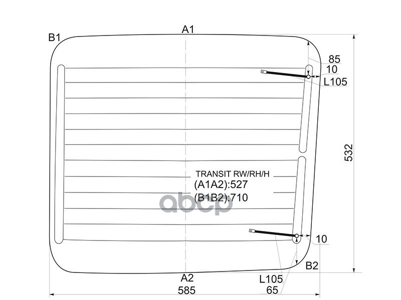 Стекло заднее (Цвет зеленый/ Обогрев) Ford Transit 85-00 XYG арт. TRANSIT RW/RH/H