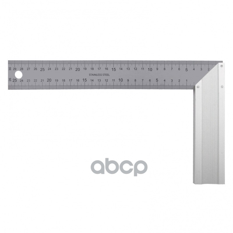 Угольник стальной, нержавеющая сталь, градуировка, алюминиевое основание, 300 мм