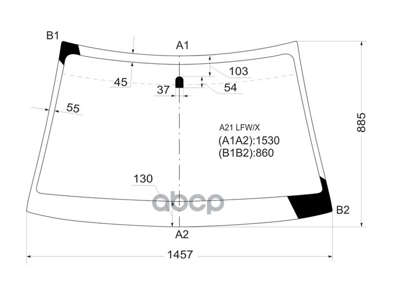 Стекло лобовое Chery Fora A21 06-10 / Vortex Estina 08-14 XYG арт. A21 LFW/X