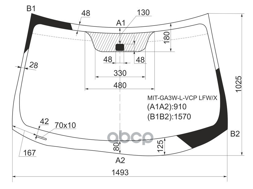 Стекло лобовое Mitsubishi ASX 10- / Citroen C4 Aircross 12-16 XYG арт. MIT-GA3W-L-VCP LFW/X