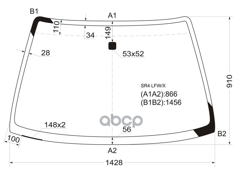 Стекло лобовое (4D SED) Honda Civic 91-95 / Civic EURO 93-98 XYG арт. SR4 LFW/X