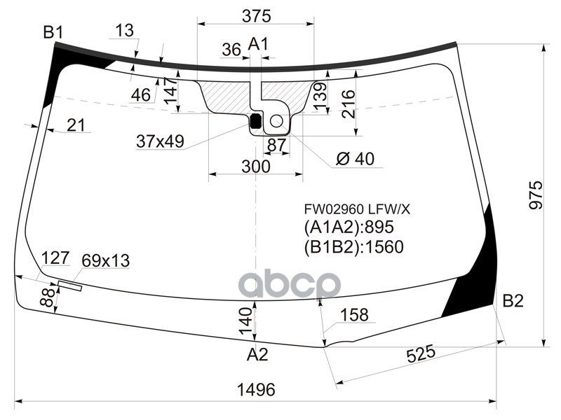 Стекло лобовое (Датчик дождя) Infiniti M35 04-10 / M45 07-10 XYG арт. FW02960 LFW/X