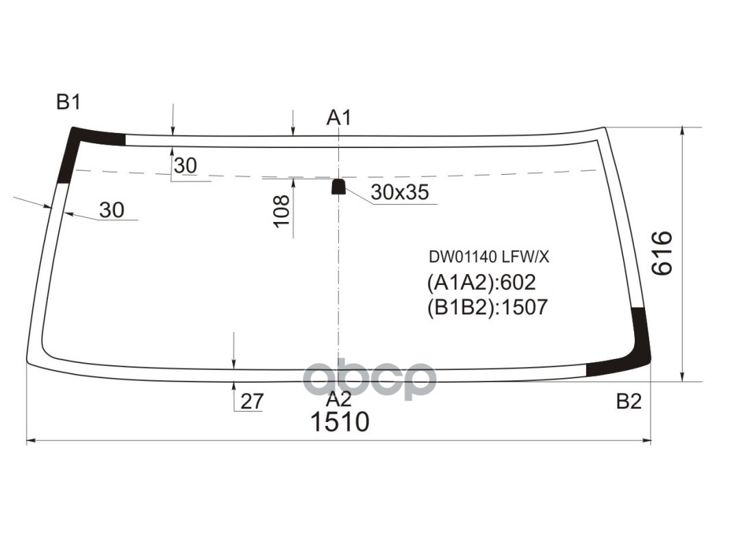 Стекло лобовое Jeep Cherokee 83-01 XYG арт. DW01140 LFW/X