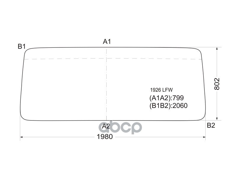 Стекло лобовое Beifang benchi Nord benz ND3250FJ 6х6 06-19 / Nord benz ND3252BJ 6х4 06-19 XYG арт. 1926 LFW