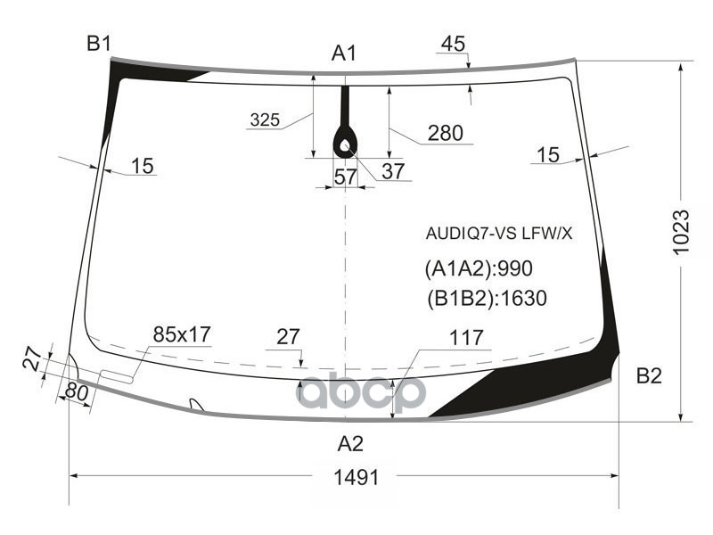 Стекло лобовое (Датчик дождя/ Молдинг) Audi Q7 05-15 XYG арт. AUDIQ7-VS LFW/X