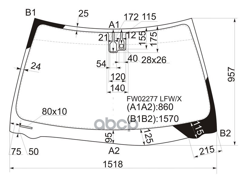 Стекло лобовое (Датчик дождя) Lexus ES 01-06 XYG арт. FW02277 LFW/X