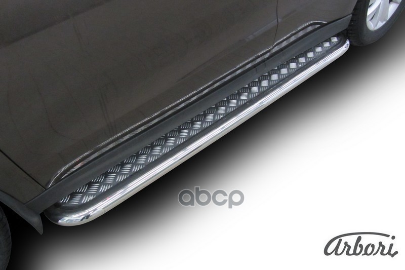 Защита порогов d57 с листом усиленная Arbori нерж. сталь для HAVAL H2 2014-нв /