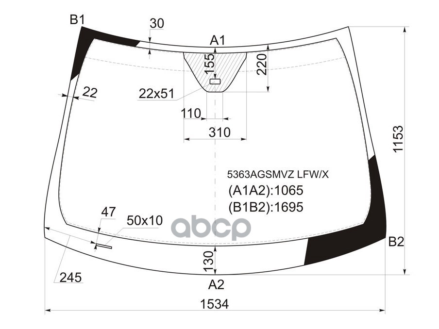 Стекло лобовое (Датчик дождя) Mercedes-Benz R-Class 05-13 XYG арт. 5363AGSMVZ LFW/X