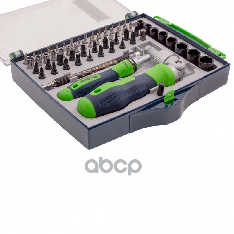 Отвертки реверсивные с набором бит и торцевых головок, 61 предм., CrV