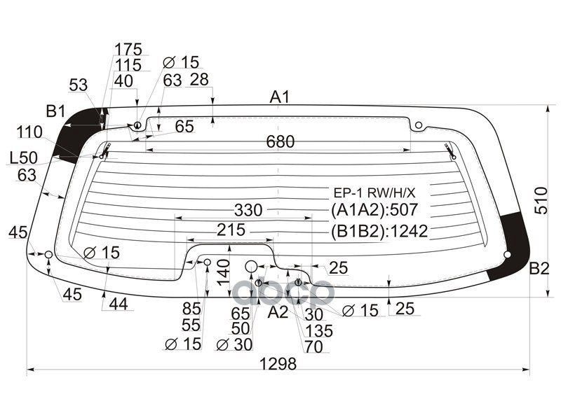 Стекло заднее (Цвет зеленый/ Обогрев) Mazda Tribute 00-07 XYG арт. EP-1 RW/H/X