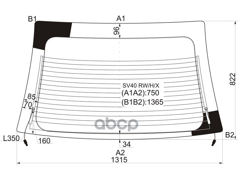 Стекло заднее (Цвет зеленый/ Обогрев/ Антенна) Toyota Camry Japan 94-98 XYG арт. SV40 RW/H/X