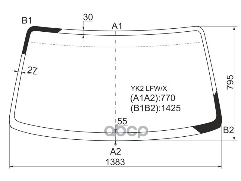 Стекло лобовое Chevrolet MW 03-10 / Suzuki Wagon R 98-03 XYG арт. YK2 LFW/X
