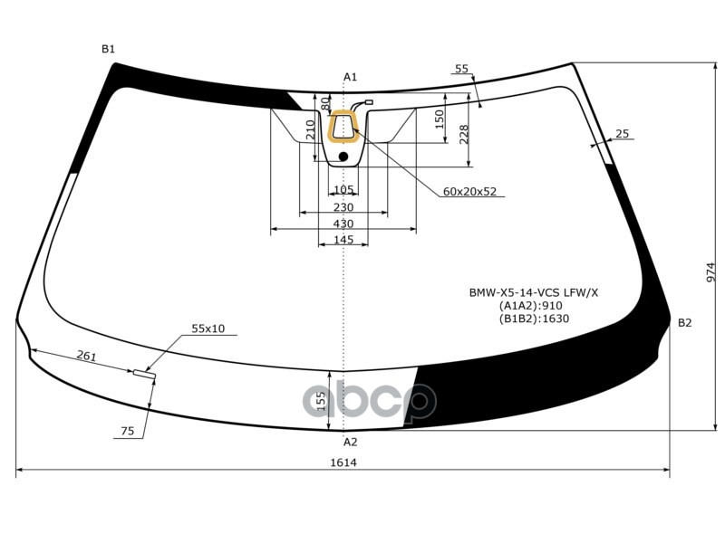 Стекло лобовое (Камера/ Датчик дождя) BMW X5 13-18 XYG арт. BMW-X5-14-VCSSH LFW/X