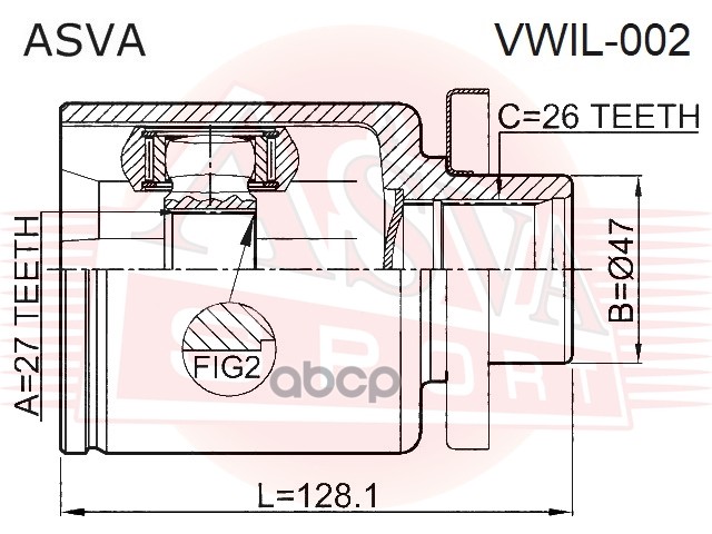 ШРУС ВНУТРЕННИЙ ЛЕВЫЙ 27х47х26