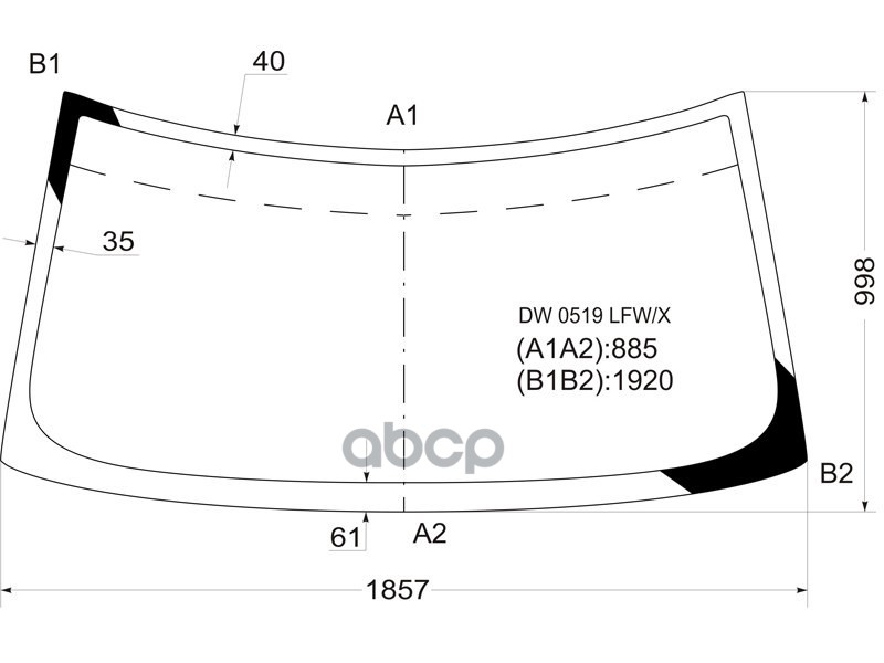 Стекло лобовое Chevrolet Express 96- / GMC Savanna 96- XYG арт. DW01519 LFW/X