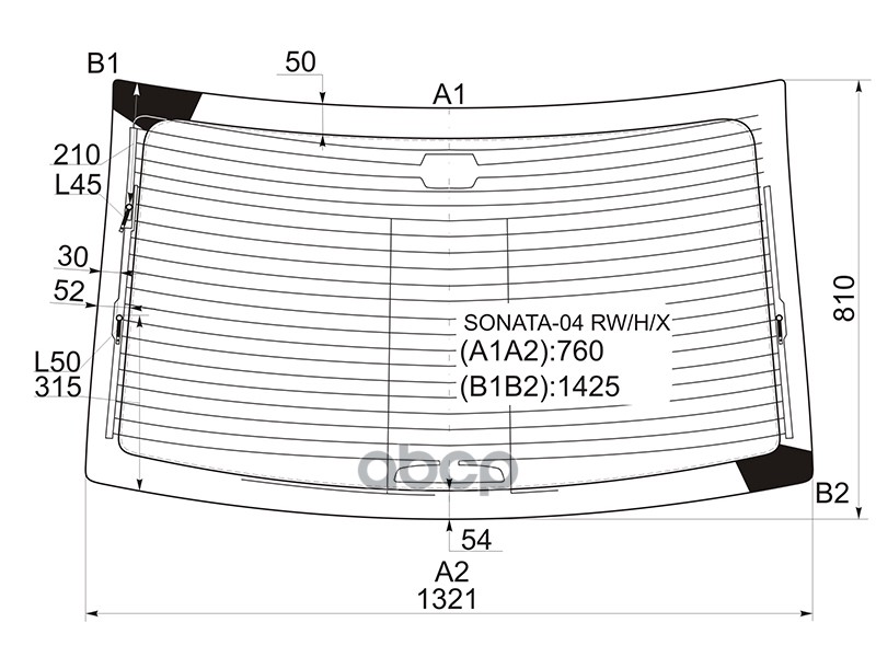 Стекло заднее (Цвет зеленый/ Обогрев/ Антенна) Hyundai Sonata 04-10 XYG арт. SONATA-04 RW/H/X