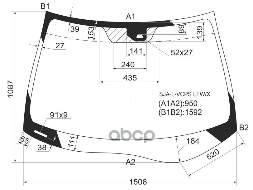 Стекло лобовое (Датчик дождя) Acura RL 04-10 / Honda Legend 04-12 XYG арт. SJA-L-VCPS LFW/X