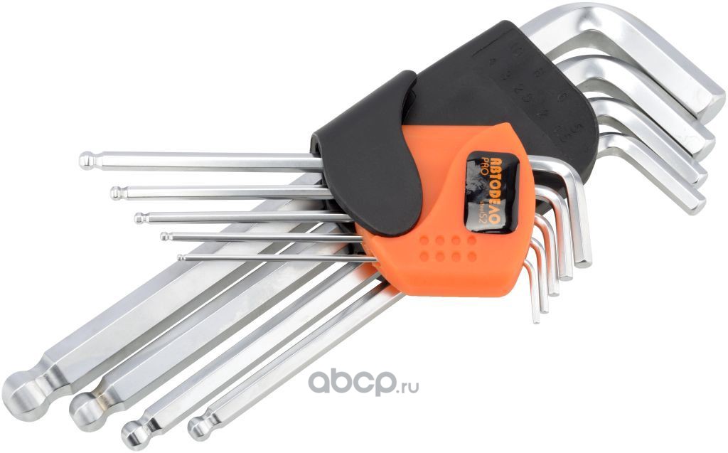 АвтоDело 39370 набор Г-обр. шестигр. 9ч 1.5-10mm; S2; удлинённые; с шаром  PRO