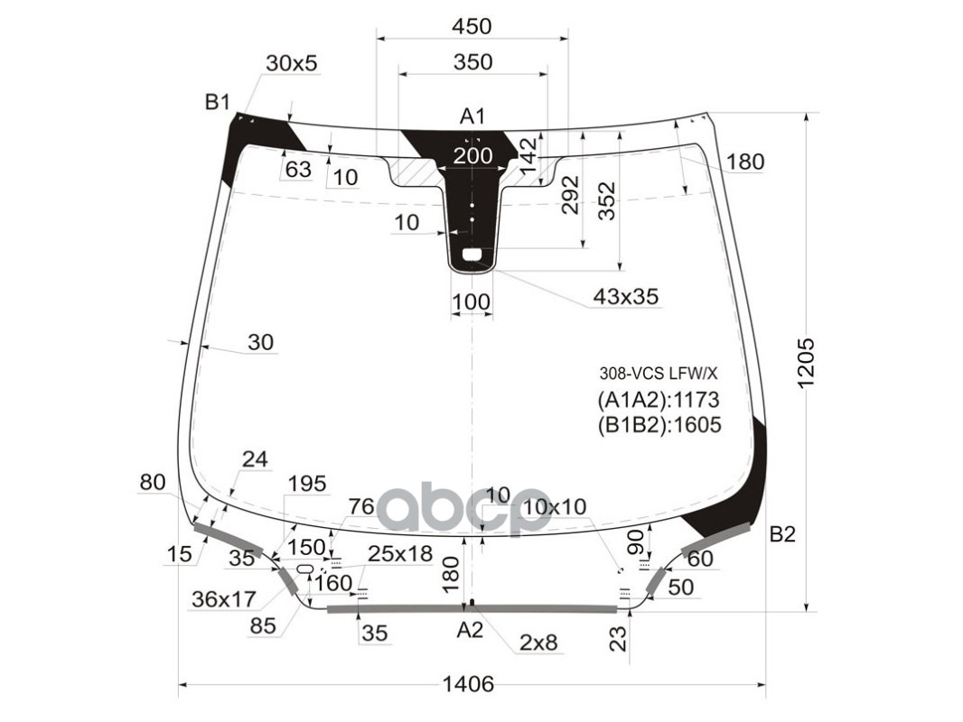 Стекло лобовое (Датчик дождя/ Молдинг) Peugeot 308 07-15 / 408 12-22 XYG арт. 308-VCS LFW/X