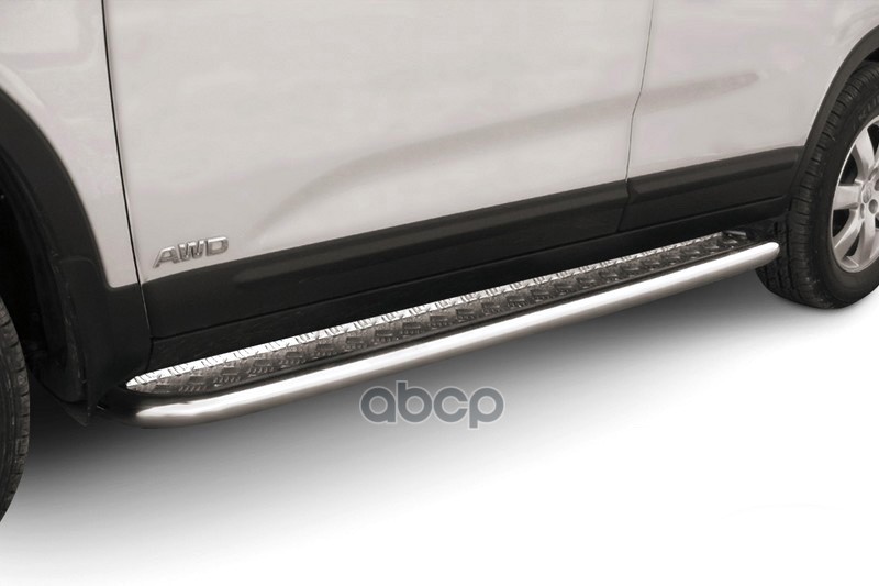 Защита порогов d42 с листом Arbori нерж. сталь для Kia SORENTO 2010-2012 / Киа С