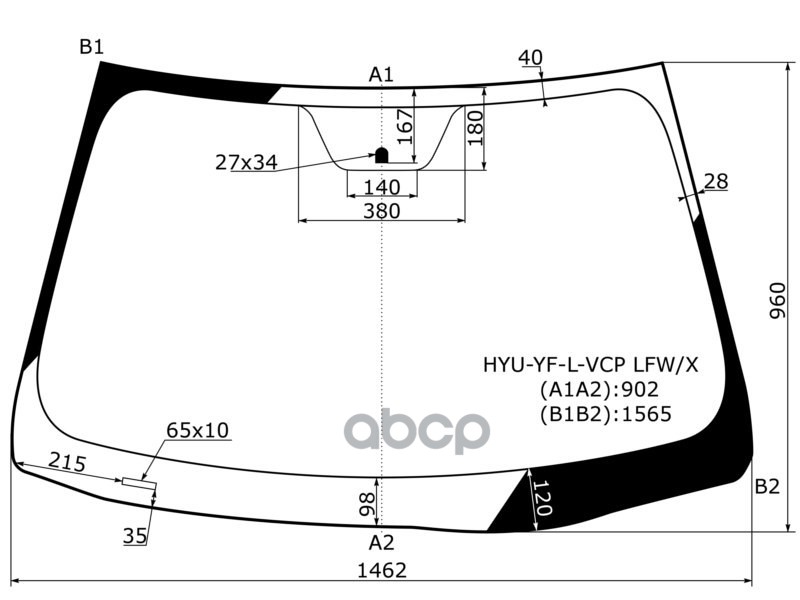 Стекло лобовое Hyundai Sonata 09-14 XYG арт. HYU-YF-L-VCP LFW/X