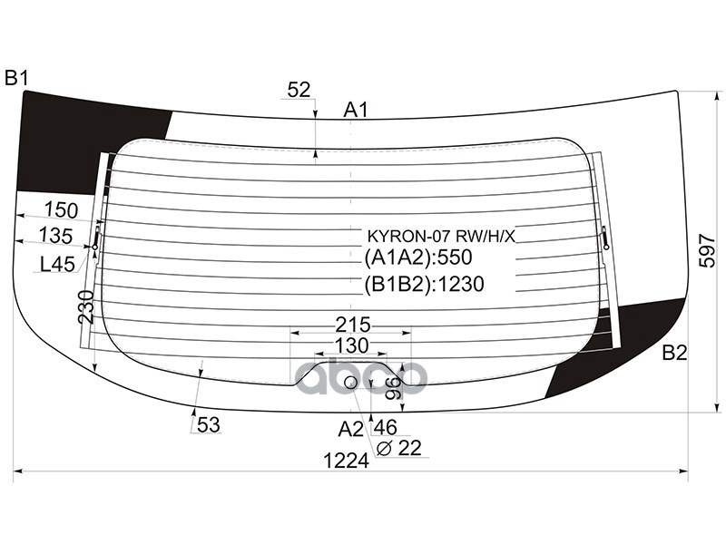 Стекло заднее (Цвет зеленый/ Обогрев) SsangYong Kyron 07-16 XYG арт. KYRON-07 RW/H/X