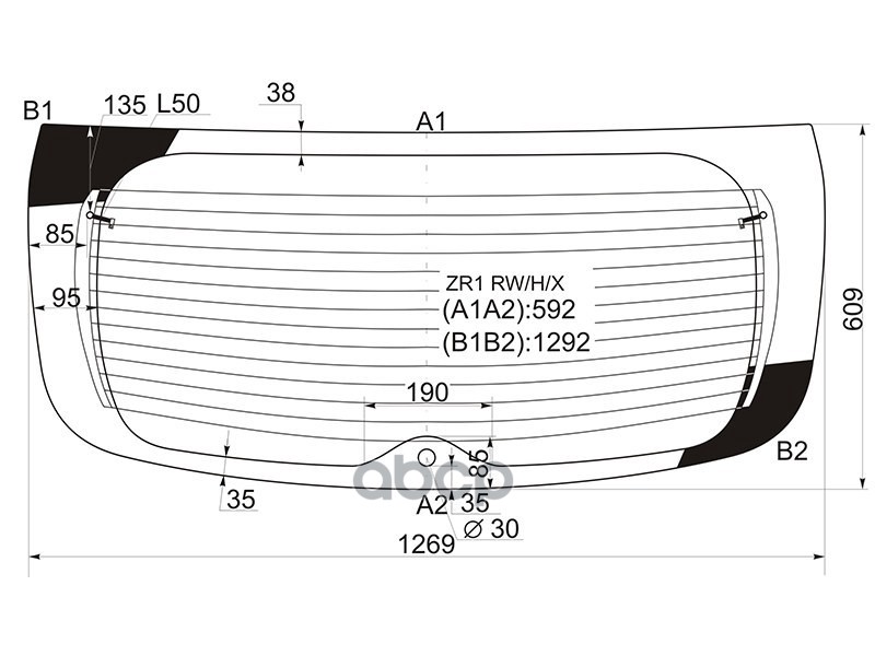 Стекло заднее (Цвет зеленый/ Обогрев/ 5D HBK) Subaru Impreza 07-12 / Impreza WRX 07-14 XYG арт. ZR1 RW/H/X