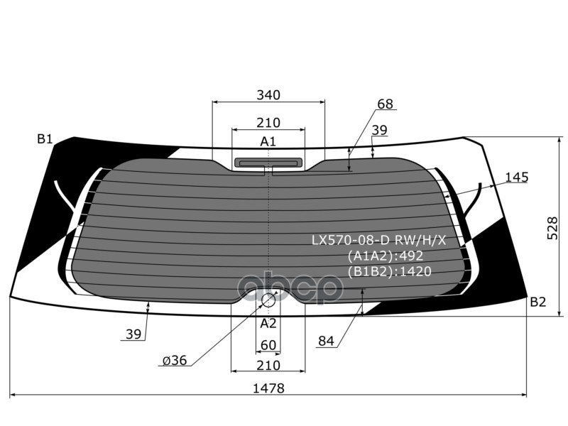 Стекло заднее (Затемненное/ Обогрев) Lexus LX 07-15 XYG арт. LX570-08-D RW/H/X