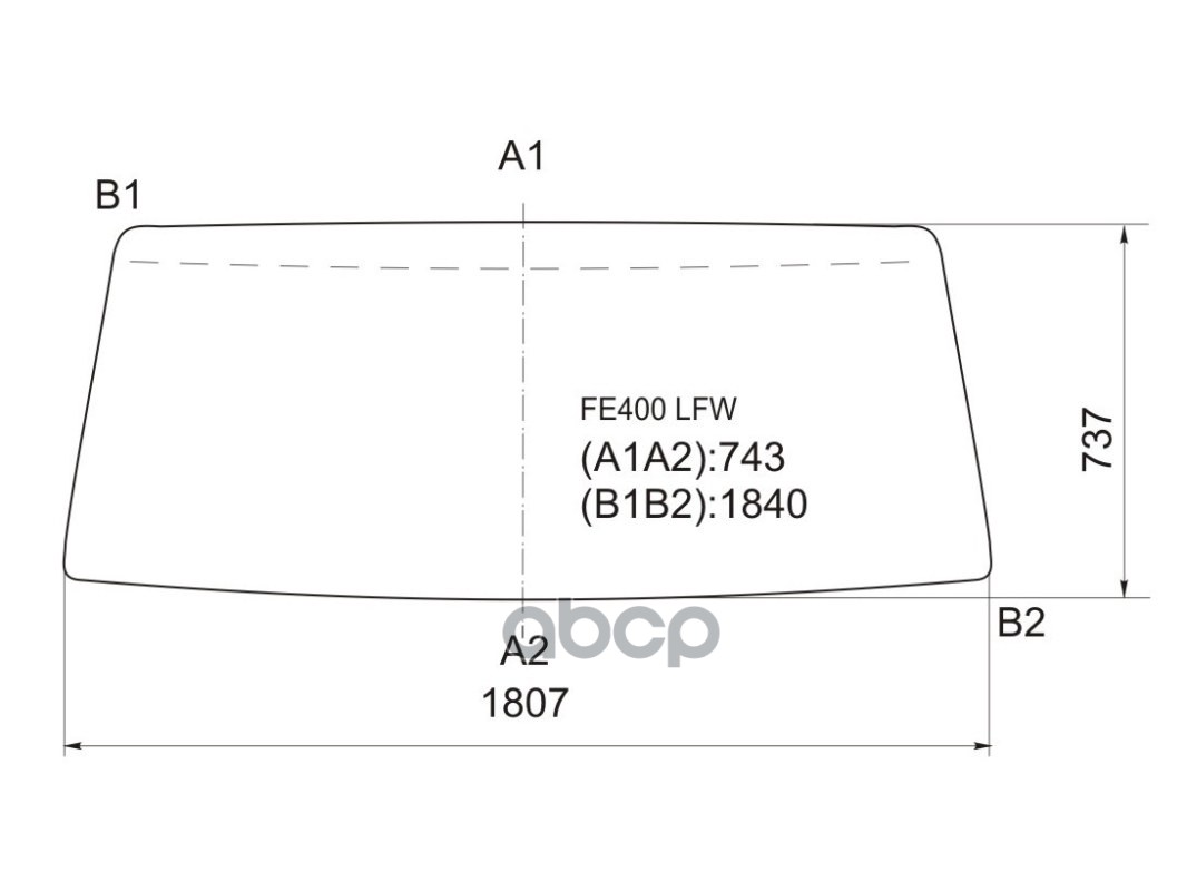 Стекло лобовое (широкая кабина) Mitsubishi Fuso Canter FE4 84-93 XYG арт. FE400 LFW