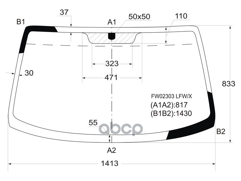 Стекло лобовое Hyundai Coupe 02-09 / Tiburon 02-09 XYG арт. FW02303 LFW/X