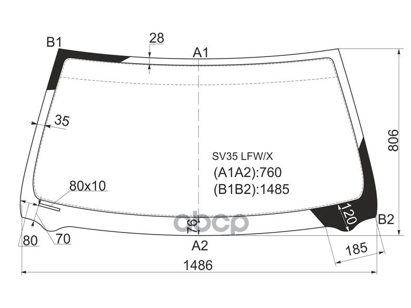 Стекло лобовое Toyota Camry Europe/Russia (XV10) 91-96 / Camry UAE/USA 91-96 XYG арт. SV35 LFW/X
