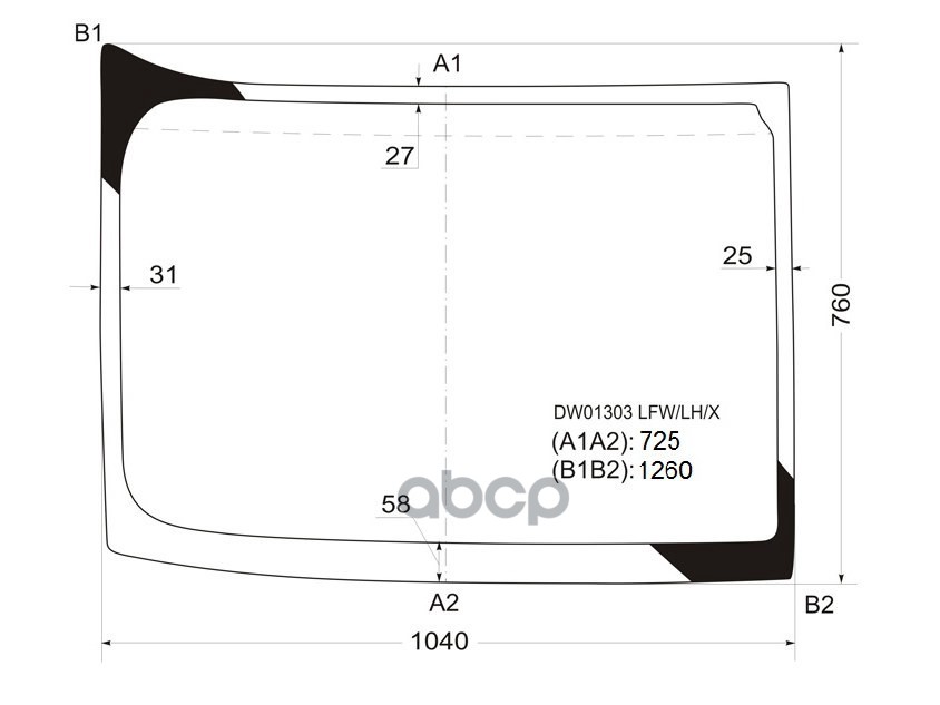 Стекло лобовое (Левое) Freightliner Century Class 97- / Columbia 97- XYG арт. DW01303 LFW/LH/X