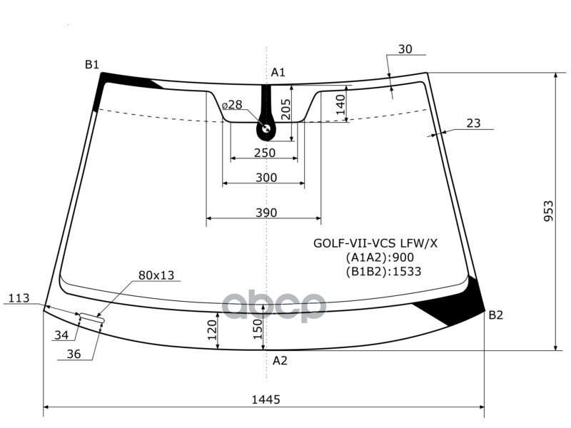 Стекло лобовое (Датчик дождя/ Молдинг) Volkswagen Golf 12-19 XYG арт. GOLF-VII-VCS LFW/X