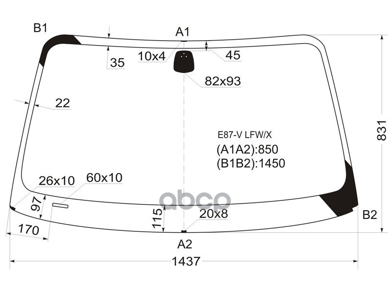 Стекло лобовое BMW 1-Series 04-13 XYG арт. E87-V LFW/X
